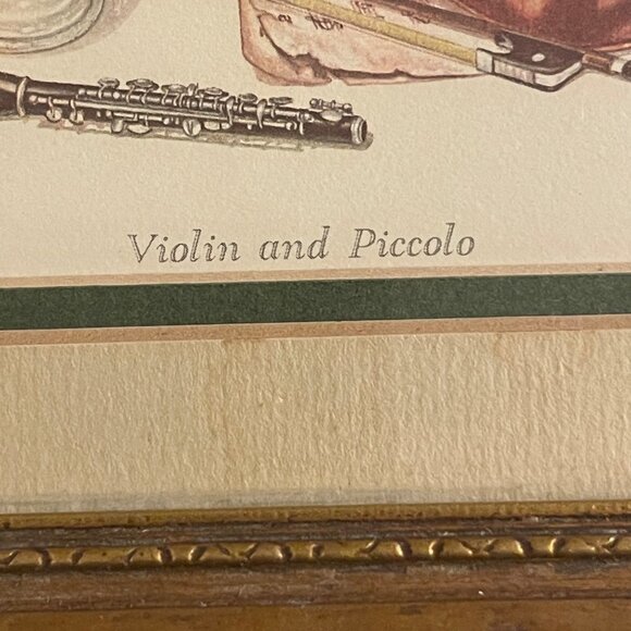Vintage C. Don Ensor Violin Piccolo Note Card Art Print Framed Double Matt Gold - Picture 12 of 12